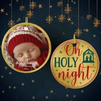 Modern My First Christmas Baby Photo Ornament