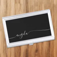 Black and White Elegant Glam Signature Style Name Business Card Case