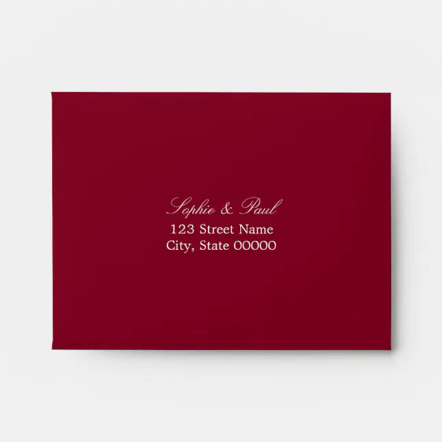 Burgundy Red Self Addressed RSVP Envelope