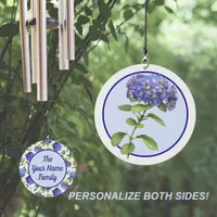 Blue Hydrangea Flowers Personalized   Wind Chime