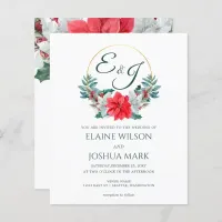 Budget Poinsettia Monogram Wedding Invitation