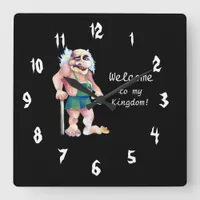 Scandinavian Funny Looking Welcoming Troll Square Wall Clock