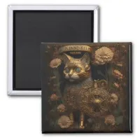 Steampunk Cat Gothic Digital Art Magnet