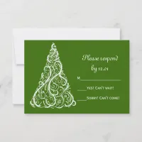 Green Christmas Tree Winter Wedding RSVP