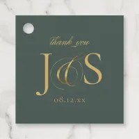 Simple Elegance Wedding Initials Green ID1022 Favor Tags