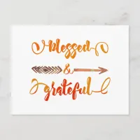 blessed and grateful thanksgiving holiday postcard