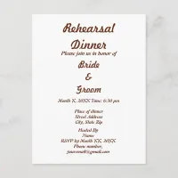 Personalized Bride & Groom Rehearsal Dinner Invitation Postcard