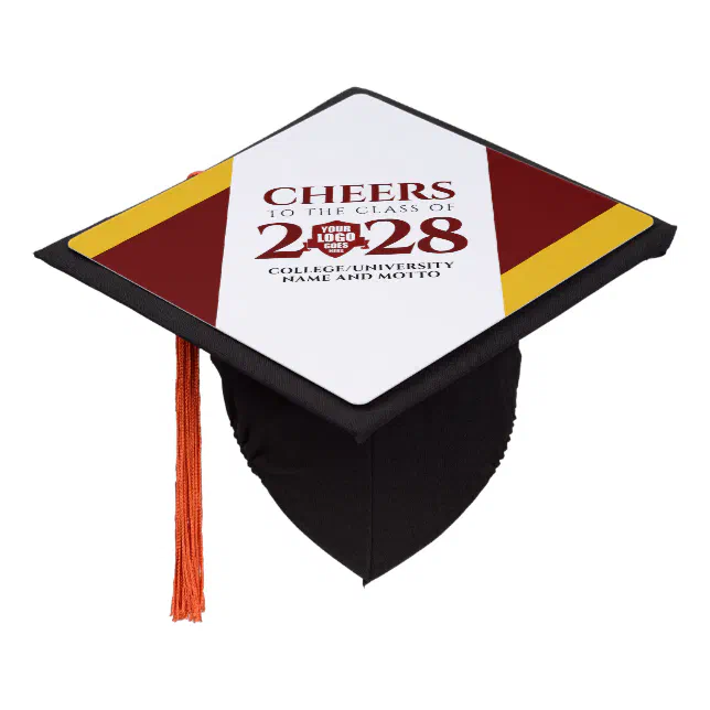 Red Gold School College University Graduation Graduation Cap Topper