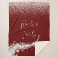 White glitter, monogrammed on maroon | sherpa blanket