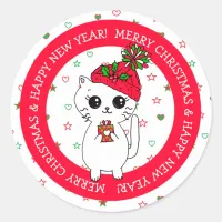 Merry Christmas Mouse with Cheese Holiday Classic Round Sticker