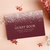 Rose Gold Confetti Burgundy Modern Wedding Guest Book