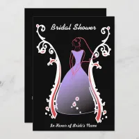 Bride in Black Background Bridal Shower Invite