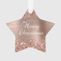 Glittery Rose Gold Foil Merry Christmas Ornament