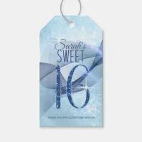 Sparkling Swirls Sweet Sixteen Blue ID652 Gift Tags