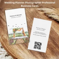 Watercolor Wedding Planner Photographer QR Code Business Card