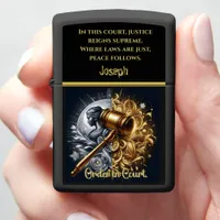 Justice: Golden Gavel on Polished Base Zippo Lighter