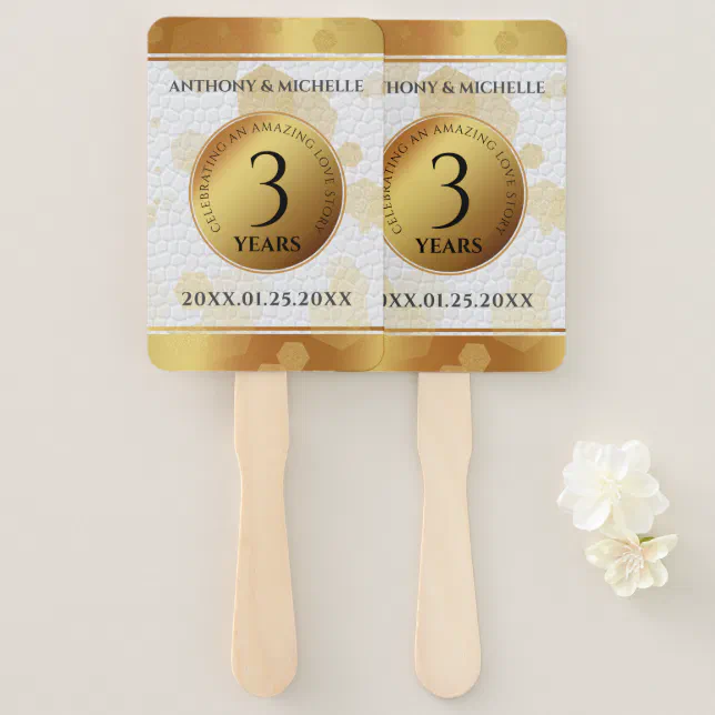 Elegant 3rd Leather Wedding Anniversary Hand Fan