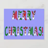 Merry Christmas Snowman Font Postcard