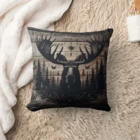 Majestic Moose Wall Art With Nature Background Throw Pillow