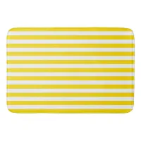 Yellow and White Deckchair Stripe Pattern Bath Mat