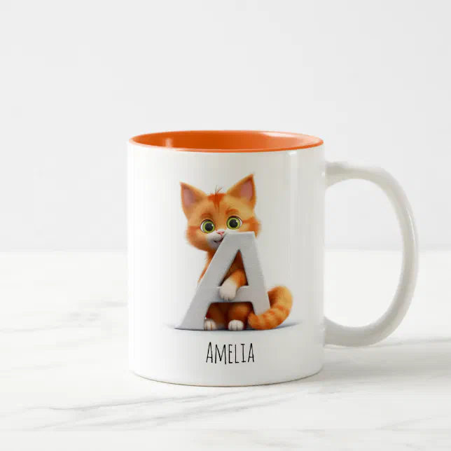 Letter A Cat Alphabet Monogram Coffee Mug