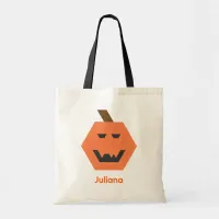 Creepy Jack-o-Lantern Orange Name Trick-or-Treat Tote Bag