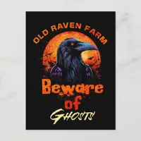 Old Raven Spooky Halloween Postcard