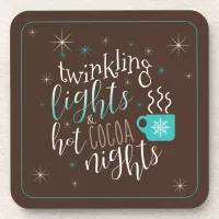 Twinkling Lights Hot Cocoa Nights ID593 Beverage Coaster