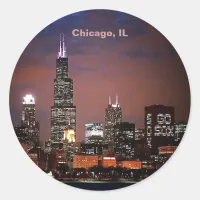 Chicago, IL Night Skyline Classic Round Sticker