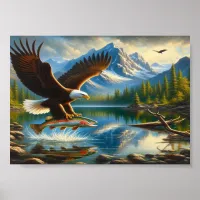 Majestic Eagle Capturing A Lake Trout 7x5 Poster