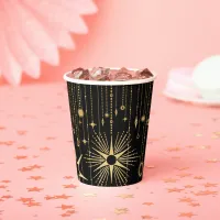 New Year's Wishes Stars Black and Gold Paper Cups