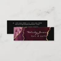 Burgundy and Gold Geode Agate Stone Mini Business Card