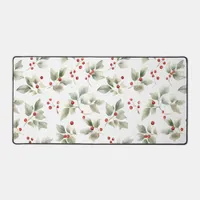 Pretty Watercolor Holly and Berries Desk Mat