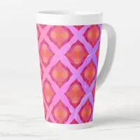 Funky Pink Orange Purple Geometric Pattern   Latte Mug