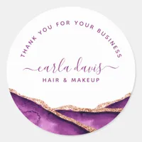 Purple And Gold Watercolor Classic Round Sticker