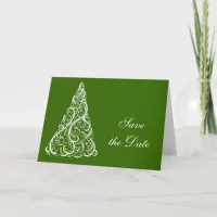 Green Christmas Tree Winter Wedding Save the Date Announcement