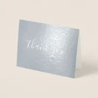 Handwriting Style Calligraphy Thank You Silver Foil Card