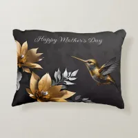 Cute Golden Hummingbird  Accent Pillow