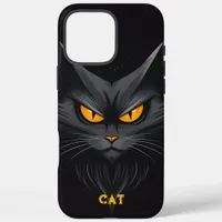 Black Angry Cat Personalized iPhone 16 Pro Max Case