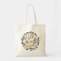 Custom Photo All is Calm Holiday Christmas Tote Bag