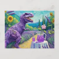 Funny purple T-Rex with lavender lemonade fantasy  Postcard