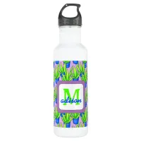 Aloe Vera Plants Pattern Monogrammed Stainless Steel Water Bottle