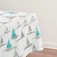 Teal Christmas Tree Pattern#5 ID1009 Tablecloth