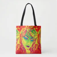 Pop Surrealism Portrait Watercolor Tote Bag