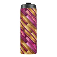 Magenta Gold Christmas Pattern#28 ID1009 Thermal Tumbler