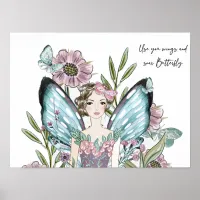 Cute Pink and Blue Flower Fairy  Poster
