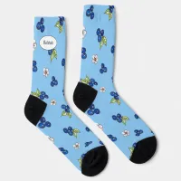 Cute Fun Summer Name Blueberry Modern Trendy Teen Socks