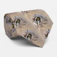 Portrait of a Short-Eared Owl in the Marshes Neck Tie