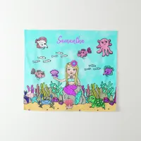 Personalized Mermaid Under the Sea Wall Art Tapestry