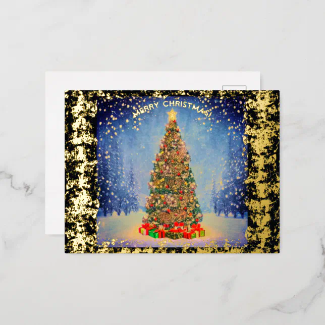 Shining Christmas tree Foil Holiday Postcard